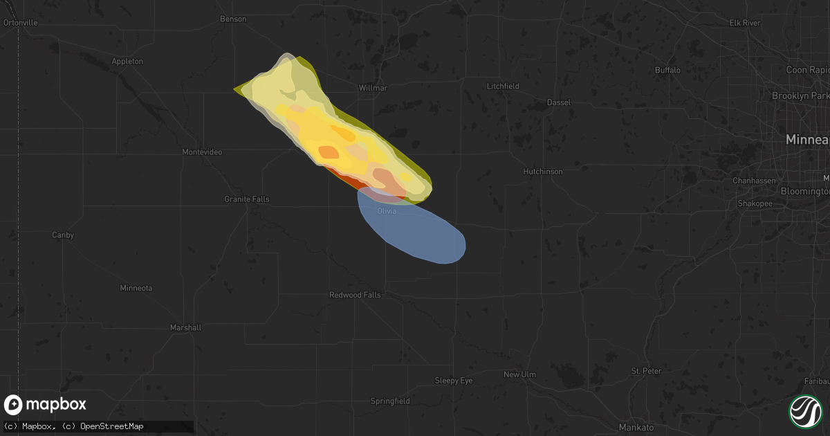 Hail map in Bird Island, MN on July 15, 2024
