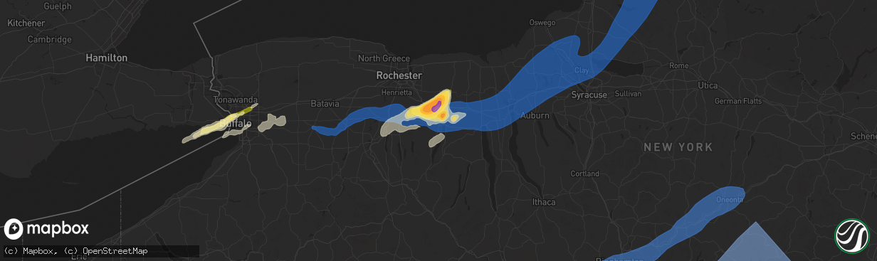 Hail map in Canandaigua, NY on July 15, 2024