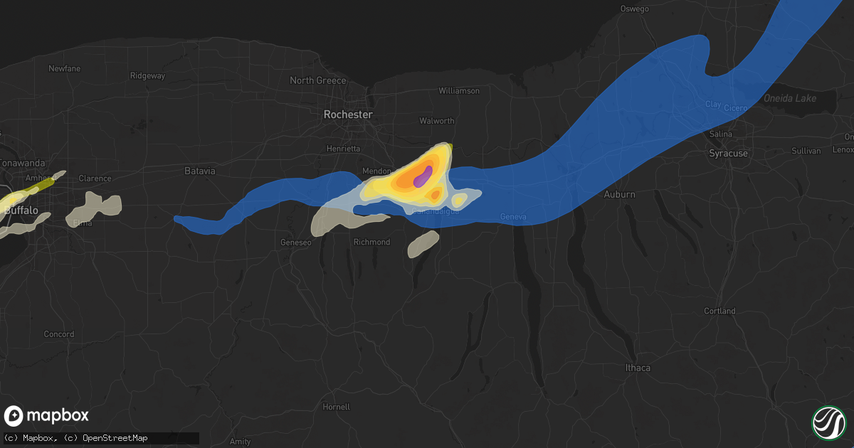 Hail map in Canandaigua, NY on July 15, 2024