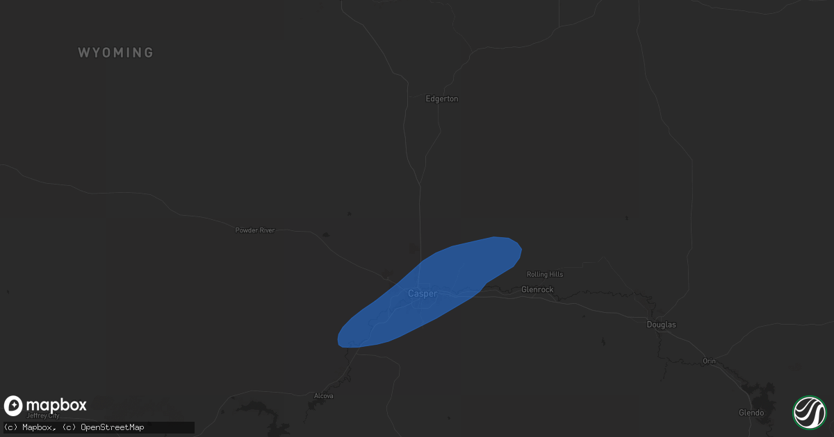 Hail map in Casper, WY on July 15, 2024