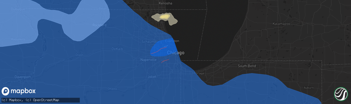 Hail map in Chicago, IL on July 15, 2024