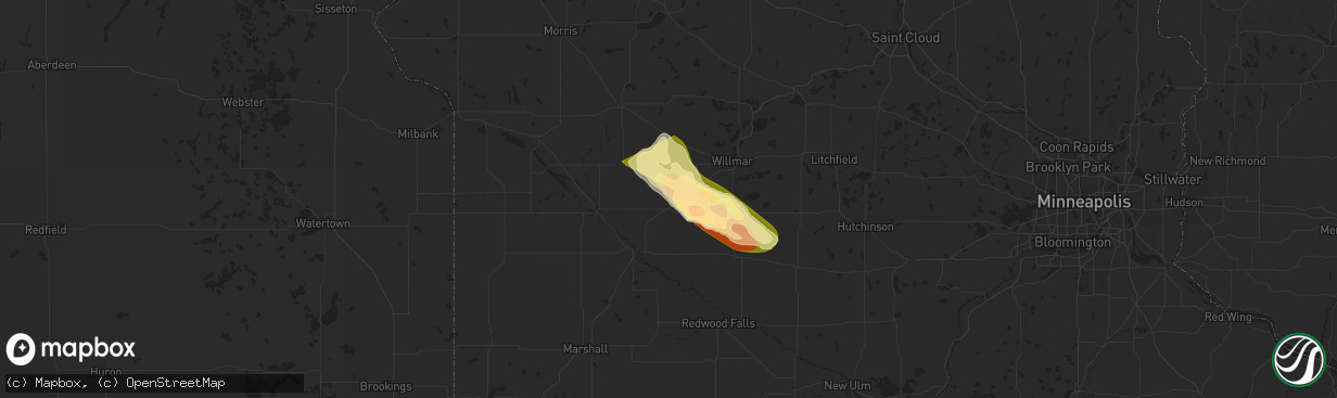 Hail map in Clara City, MN on July 15, 2024