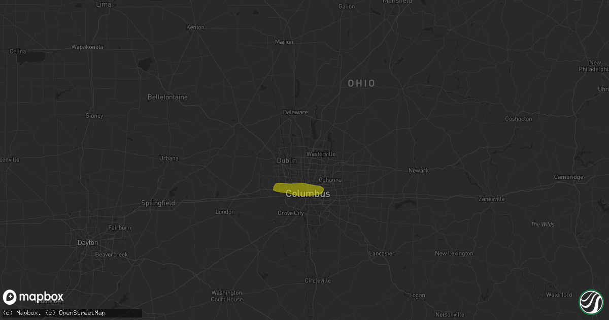 Hail map in Columbus, OH on July 15, 2024