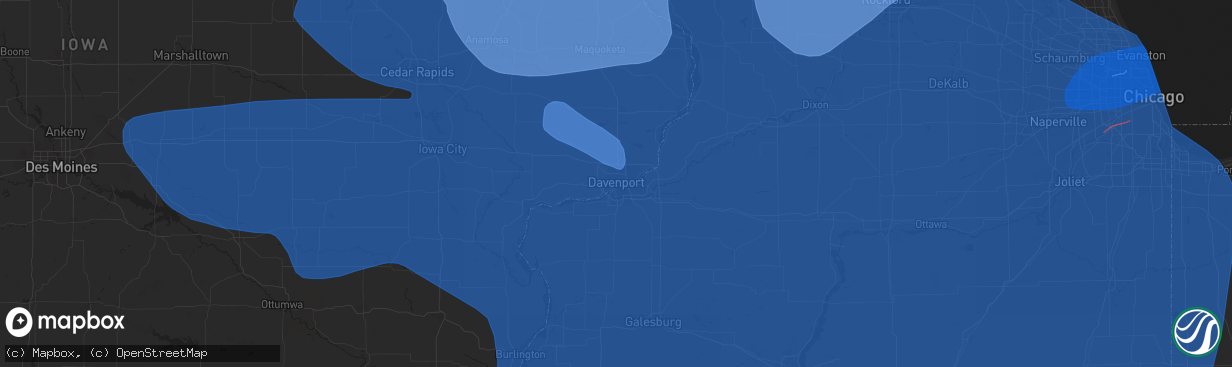 Hail map in Davenport, IA on July 15, 2024