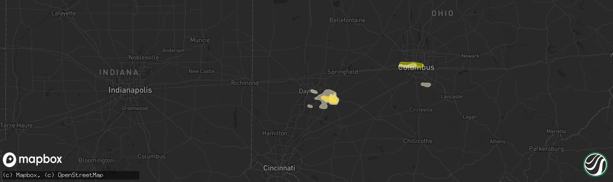 Hail map in Dayton, OH on July 15, 2024