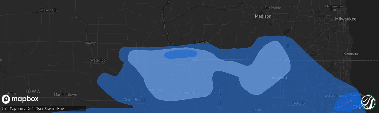 Hail map in Dubuque, IA on July 15, 2024