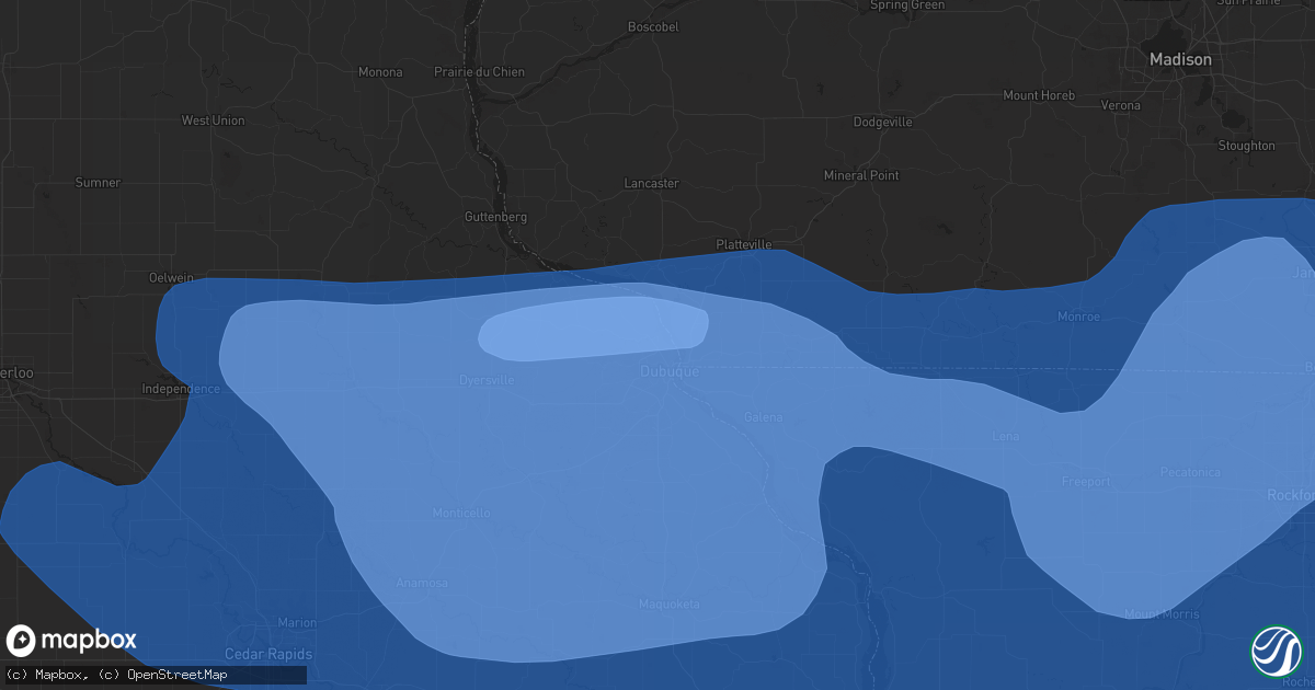 Hail map in Dubuque, IA on July 15, 2024