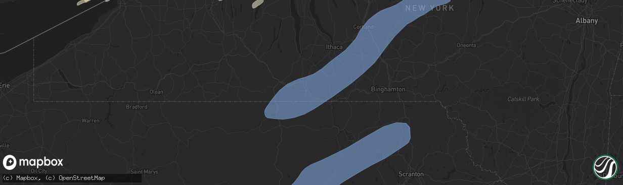 Hail map in Elmira, NY on July 15, 2024