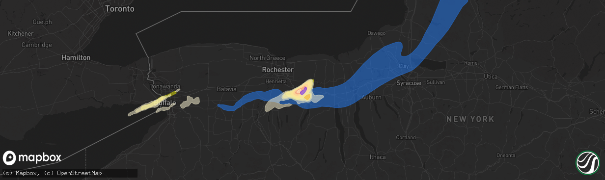 Hail map in Farmington, NY on July 15, 2024