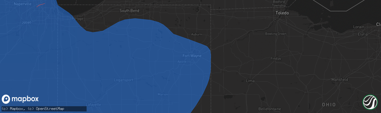 Hail map in Fort Wayne, IN on July 15, 2024