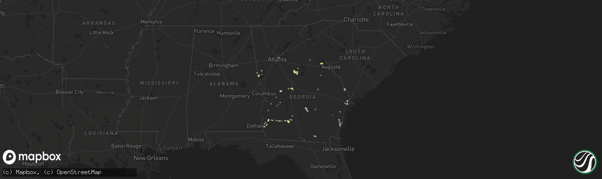 Hail map in Georgia on July 15, 2024