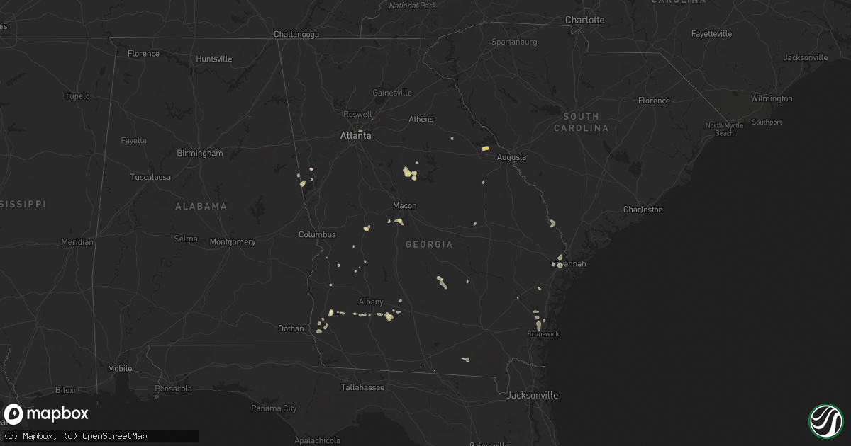 Hail map in Georgia on July 15, 2024