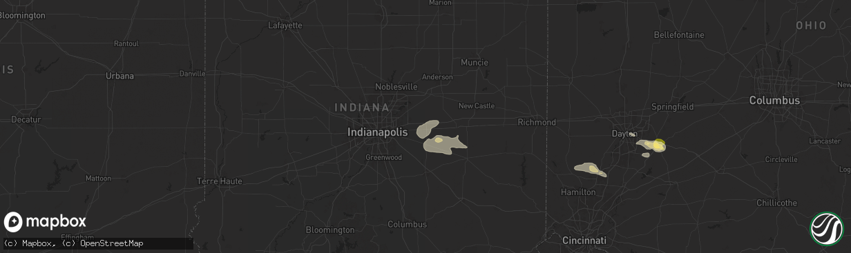 Hail map in Greenfield, IN on July 15, 2024