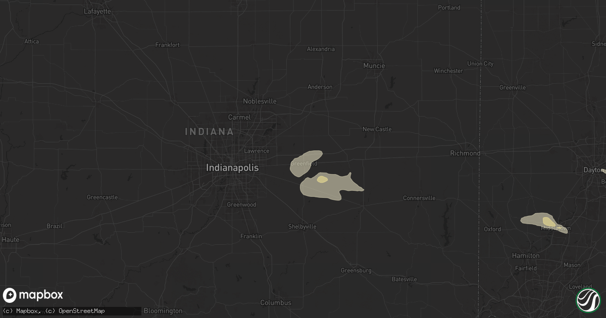 Hail map in Greenfield, IN on July 15, 2024