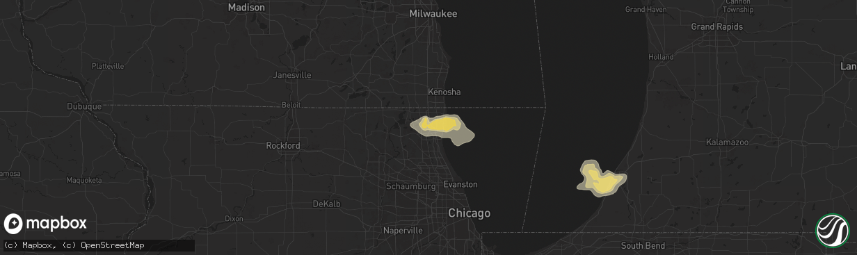 Hail map in Gurnee, IL on July 15, 2024