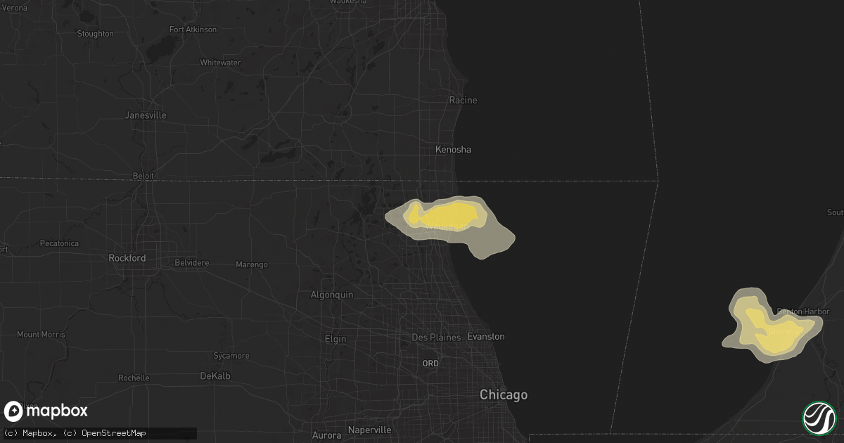 Hail map in Gurnee, IL on July 15, 2024
