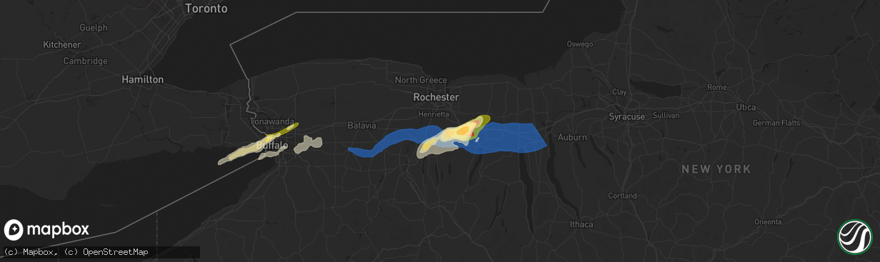 Hail map in Honeoye Falls, NY on July 15, 2024