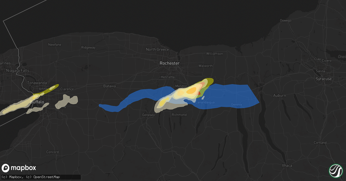 Hail map in Honeoye Falls, NY on July 15, 2024