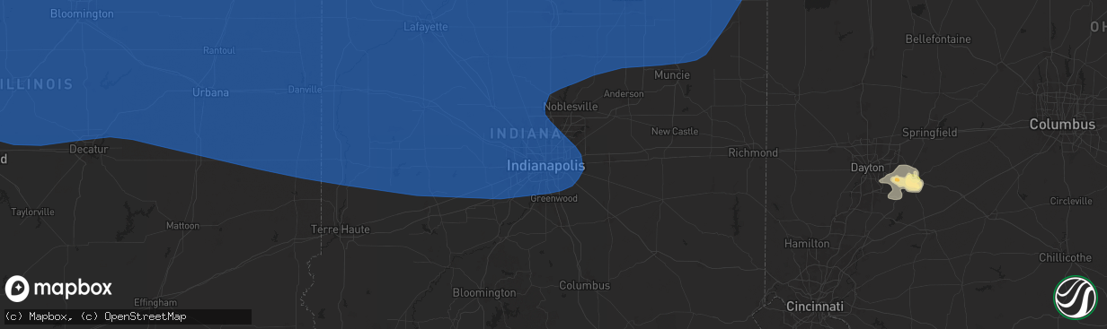 Hail map in Indianapolis, IN on July 15, 2024