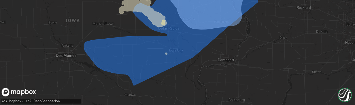 Hail map in Iowa City, IA on July 15, 2024