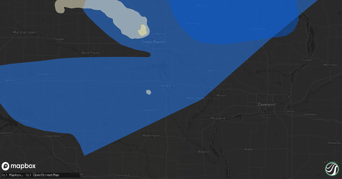 Hail map in Iowa City, IA on July 15, 2024