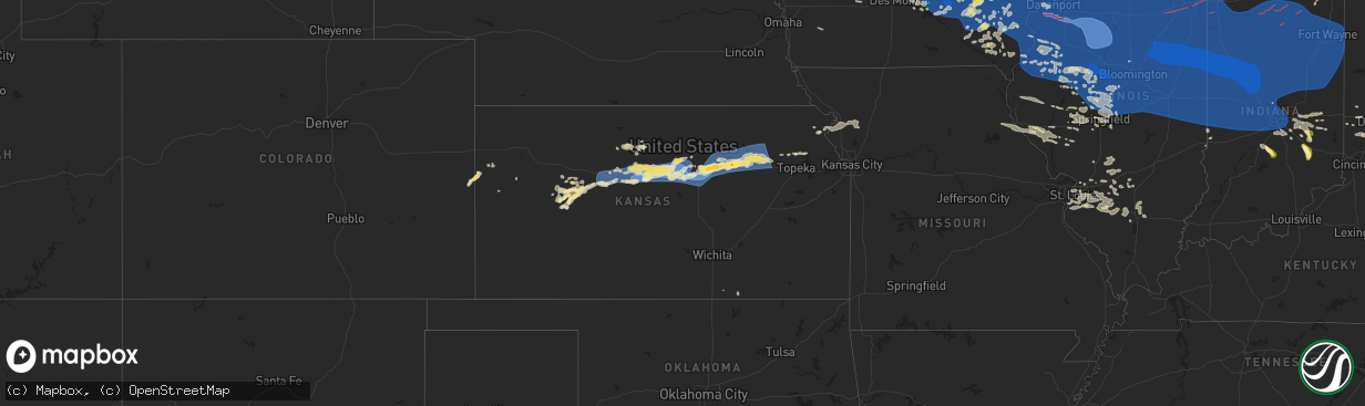 Hail map in Kansas on July 15, 2024