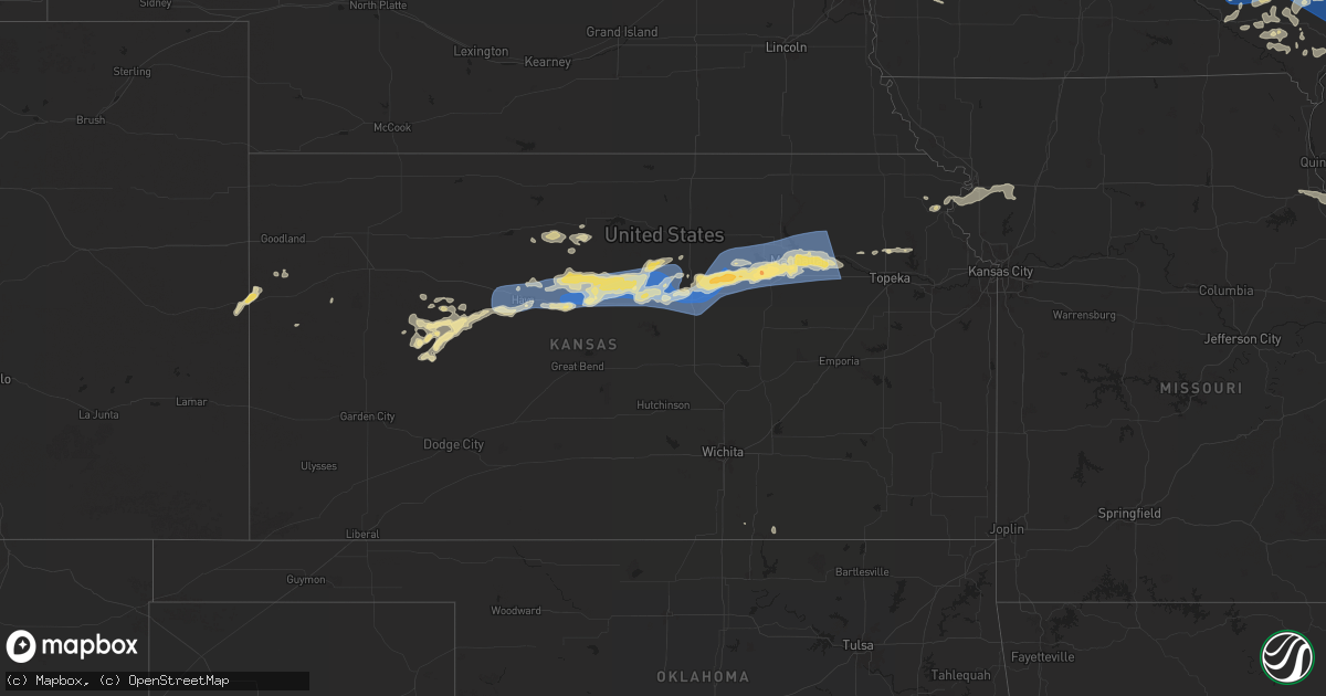 Hail map in Kansas on July 15, 2024