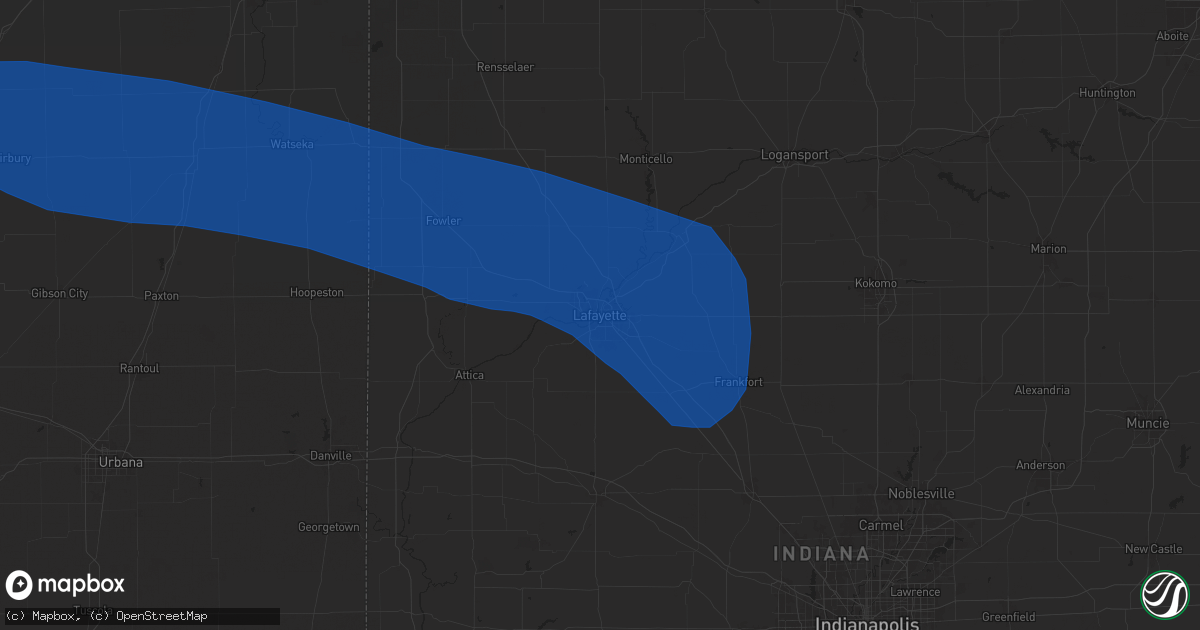 Hail map in Lafayette, IN on July 15, 2024