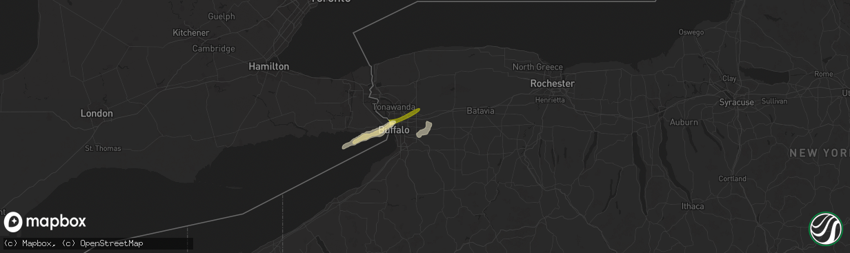 Hail map in Lancaster, NY on July 15, 2024