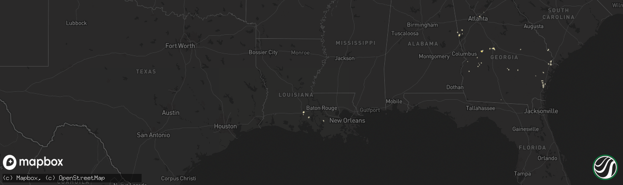 Hail map in Louisiana on July 15, 2024