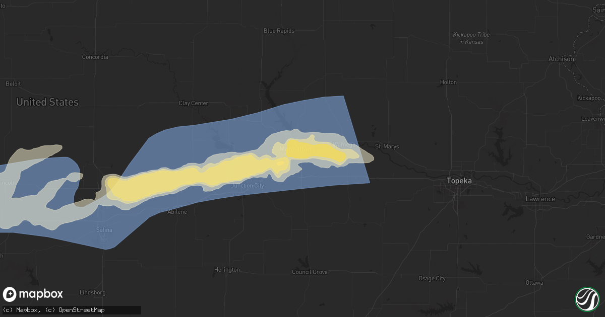 Hail map in Manhattan, KS on July 15, 2024