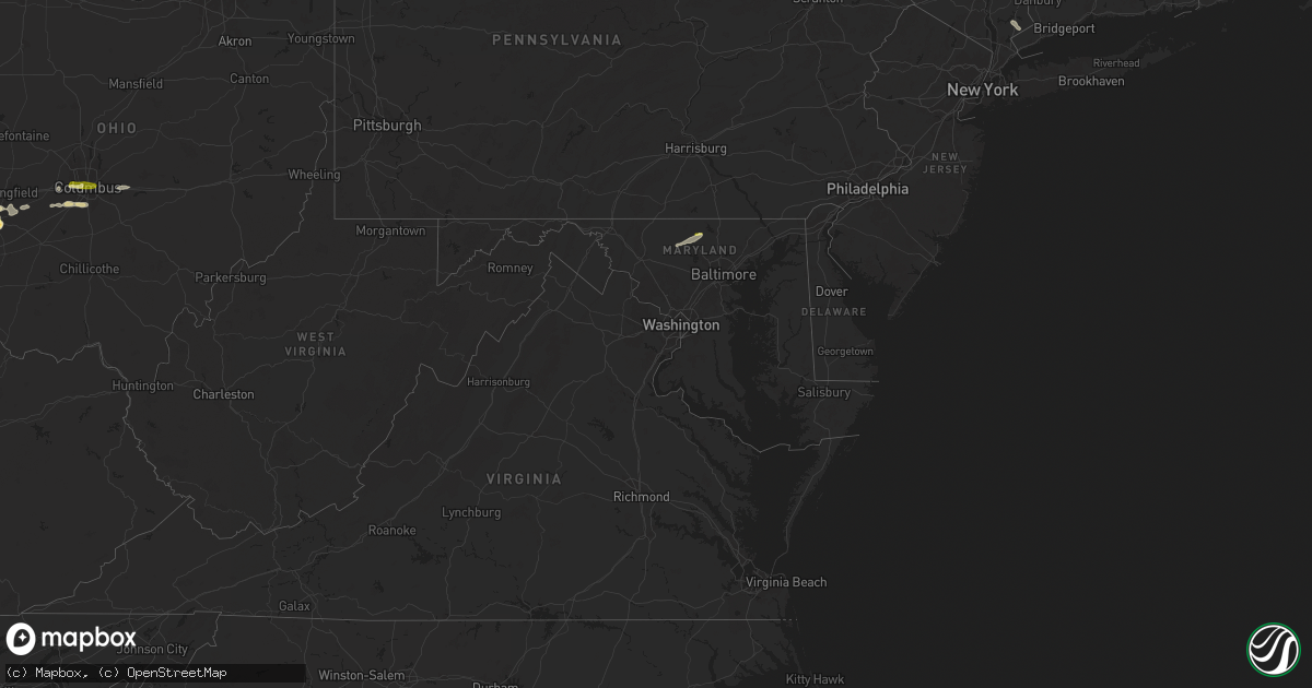 Hail map in Maryland on July 15, 2024