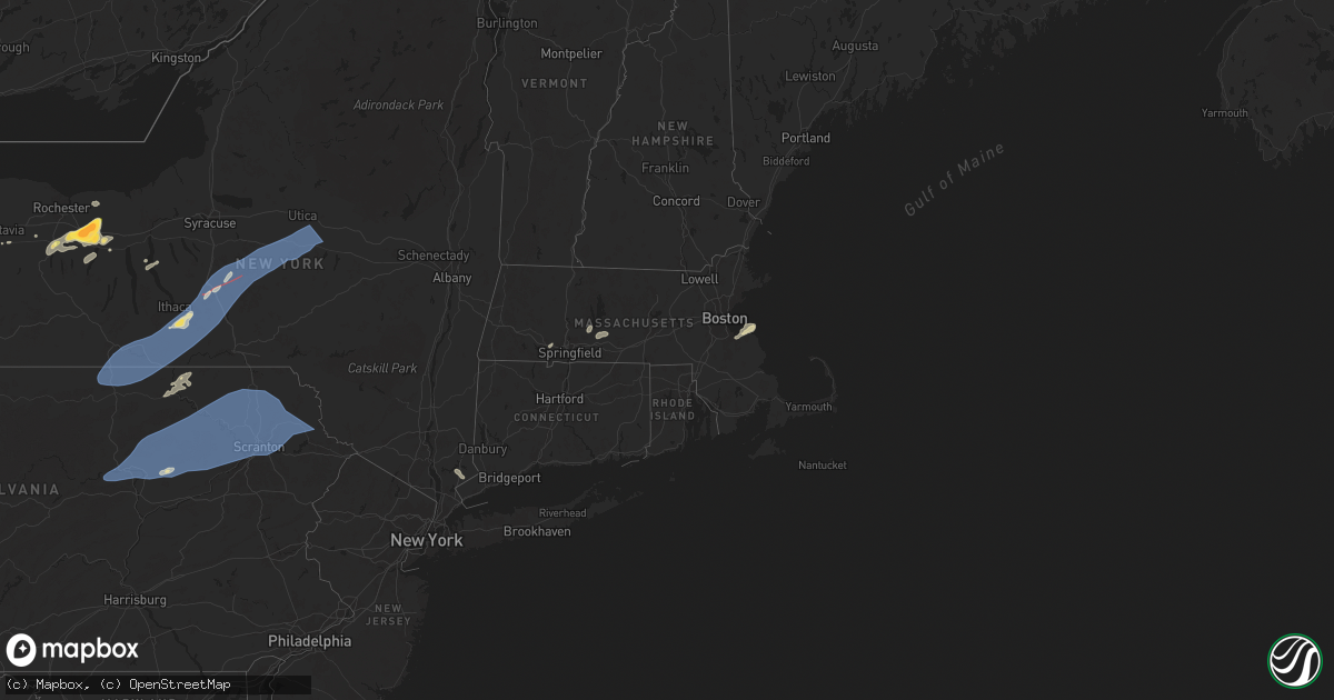 Hail map in Massachusetts on July 15, 2024