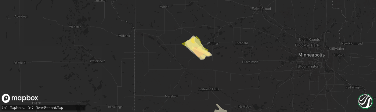 Hail map in Maynard, MN on July 15, 2024