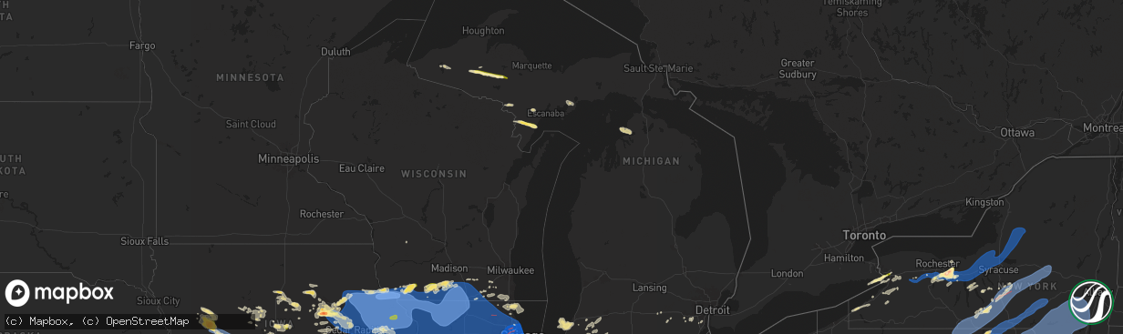 Hail map in Michigan on July 15, 2024