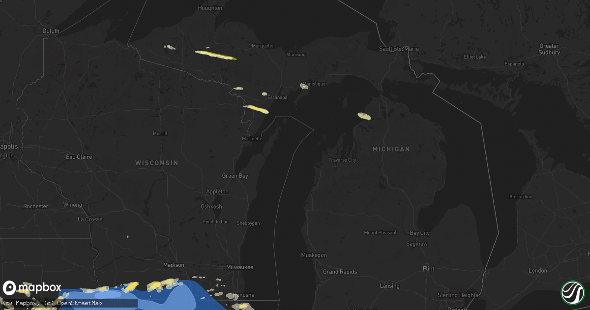 Hail map in Michigan on July 15, 2024
