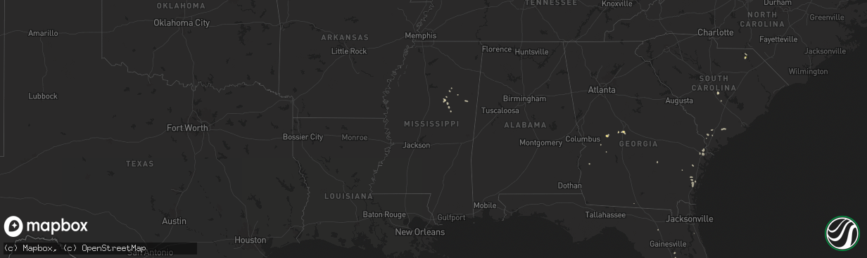 Hail map in Mississippi on July 15, 2024