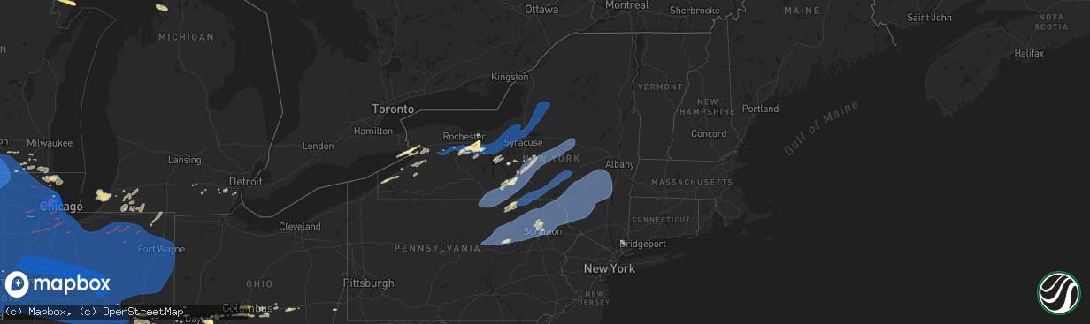 Hail map in New York on July 15, 2024