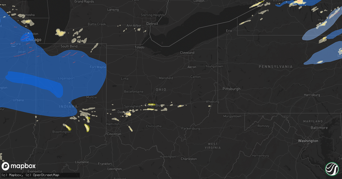 Hail map in Ohio on July 15, 2024