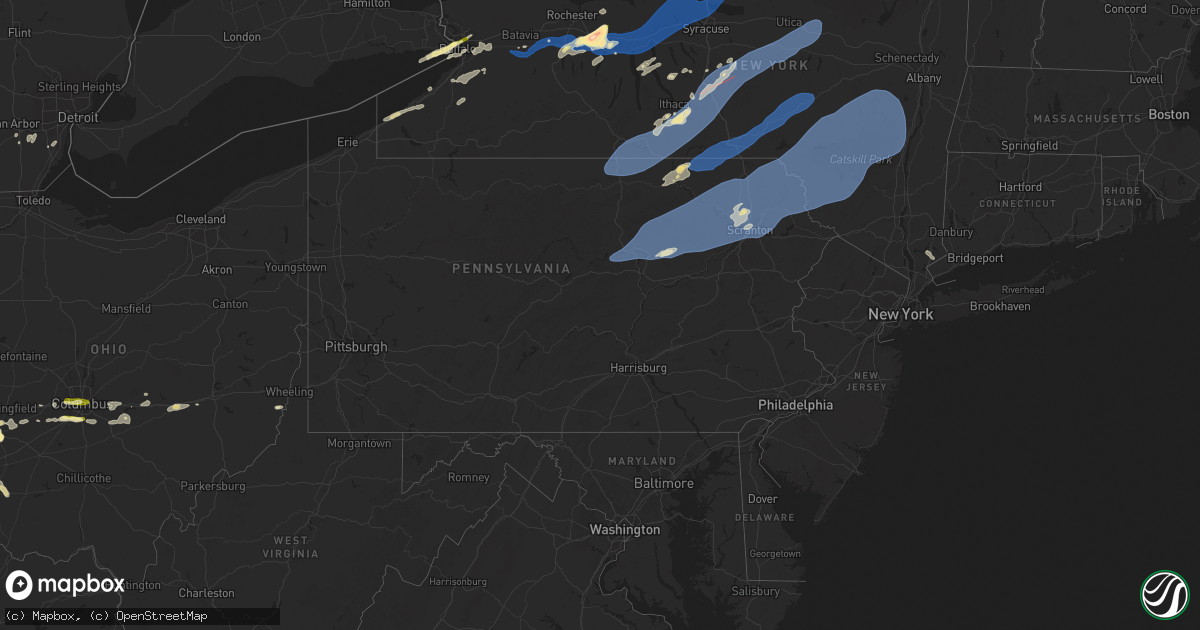 Hail map in Pennsylvania on July 15, 2024