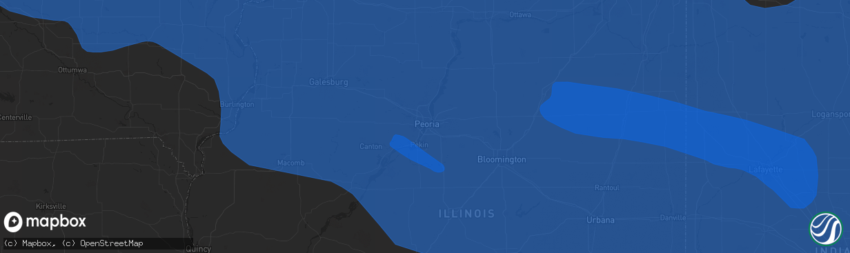 Hail map in Peoria, IL on July 15, 2024