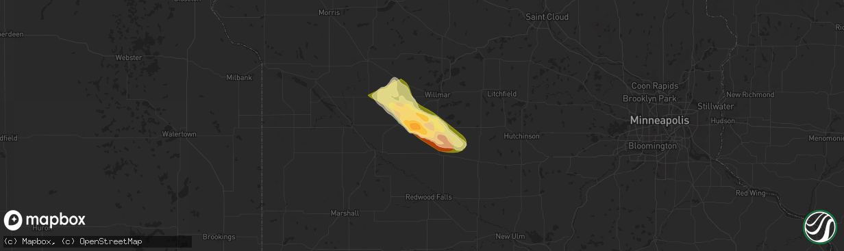 Hail map in Prinsburg, MN on July 15, 2024