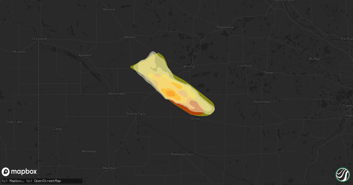 Hail map in Prinsburg, MN on July 15, 2024