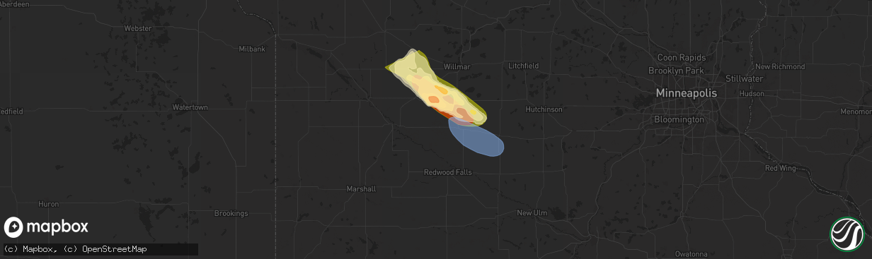 Hail map in Renville, MN on July 15, 2024