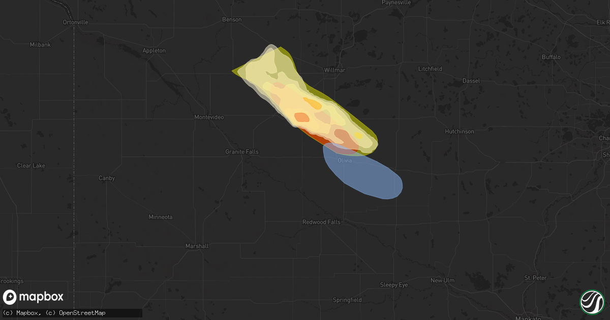 Hail map in Renville, MN on July 15, 2024