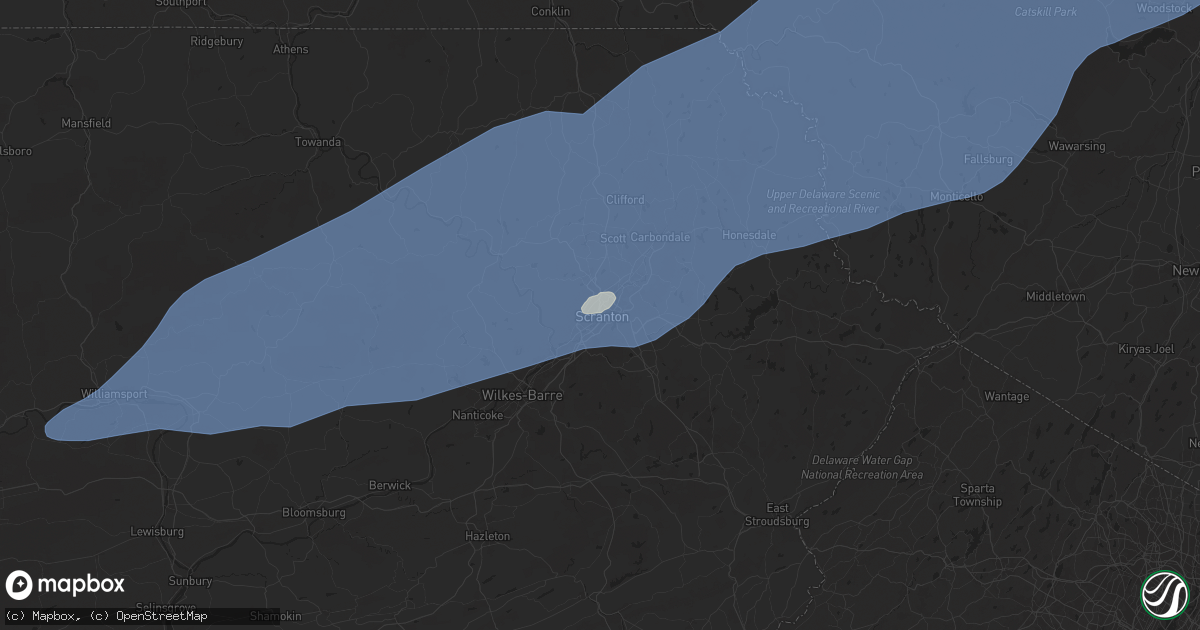 Hail map in Scranton, PA on July 15, 2024