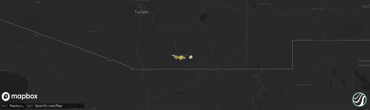 Hail map in Sierra Vista, AZ on July 15, 2024