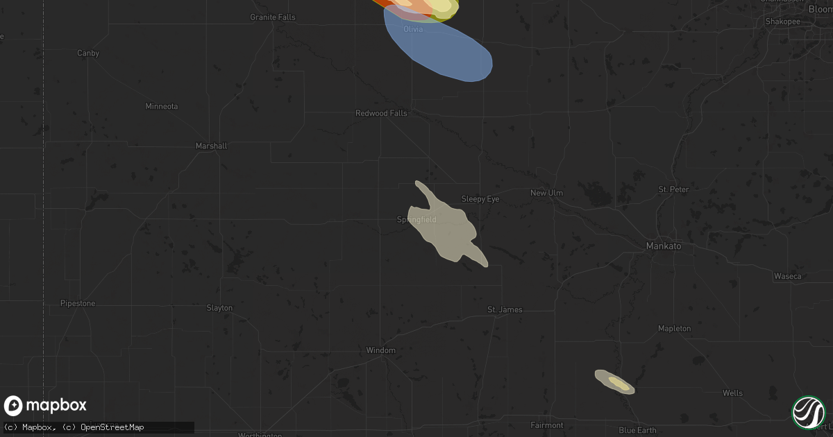 Hail map in Springfield, MN on July 15, 2024