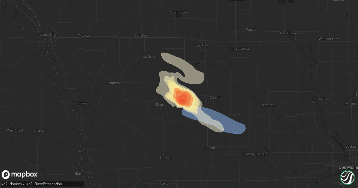 Hail map in Vail, IA on July 15, 2024