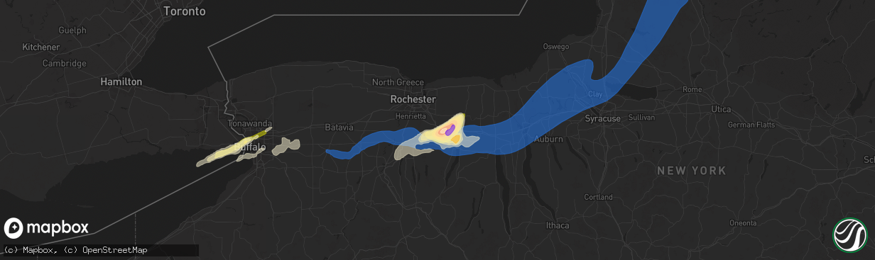 Hail map in Victor, NY on July 15, 2024